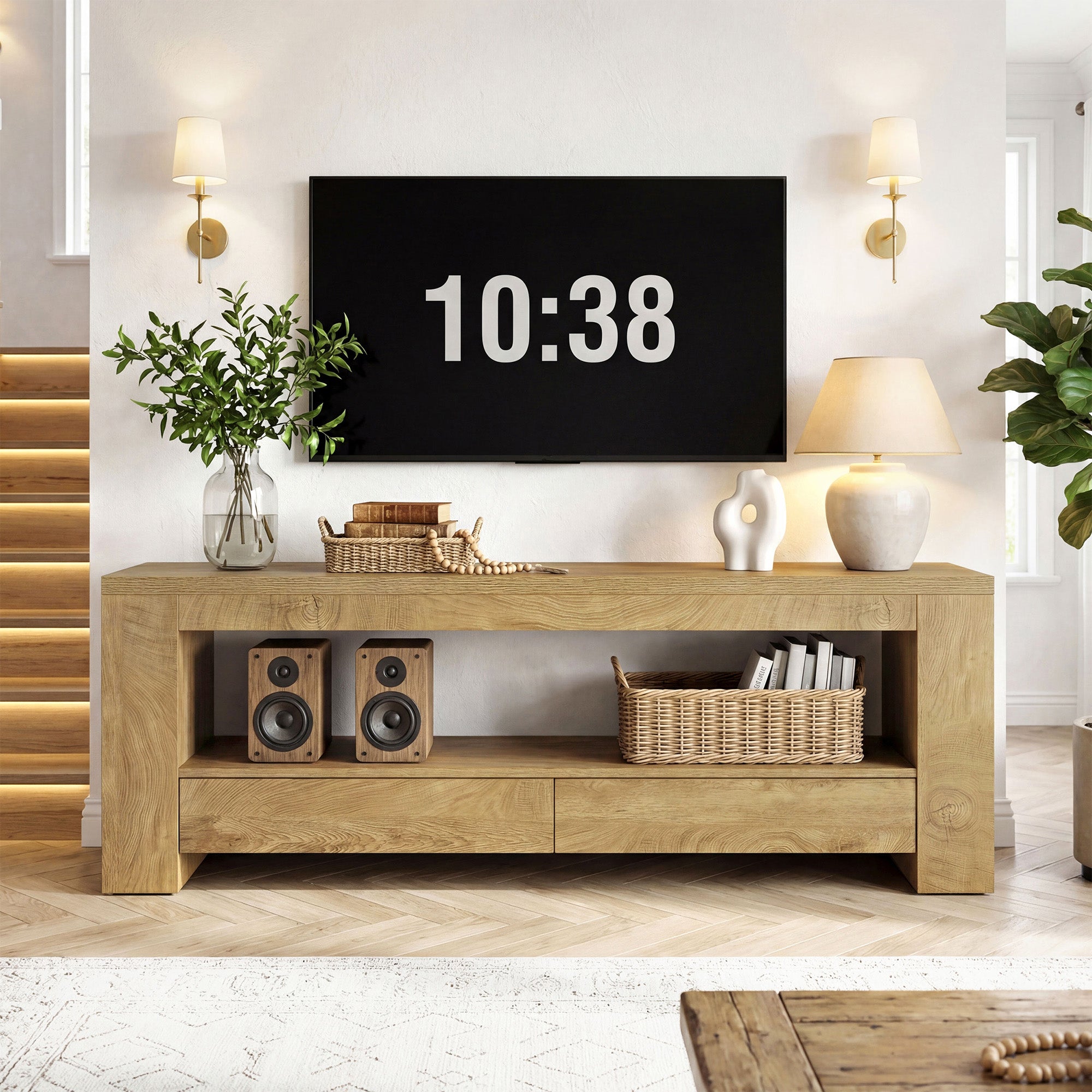 63" Entertainment Center for TVs up to 75",  Media Console with Storage Shelf for Living Room