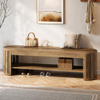 63" Entryway Bench, 2-Tier Narrow Shoe Bench with Shoe Storage