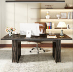 63" Executive Desk, Large Wood Computer Writing Table with Storage Tribesigns