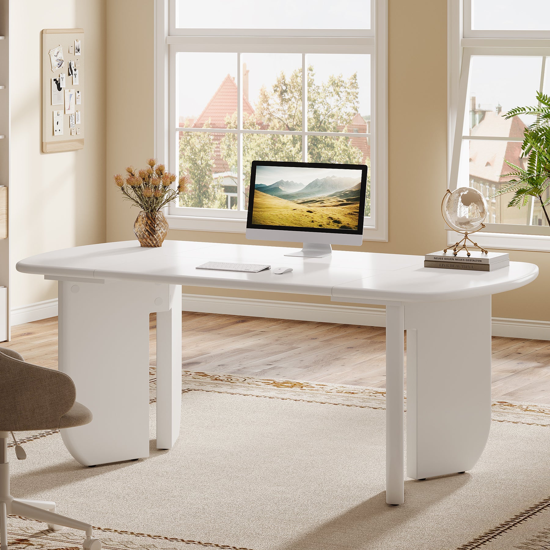 63" Executive Desk, Morden Computer Desk with Ample Space for Office