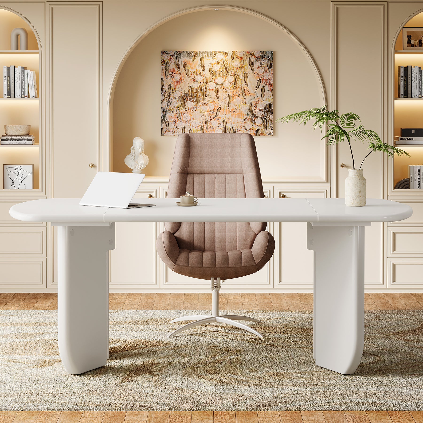 63" Executive Desk, Morden Computer Desk with Ample Space for Office