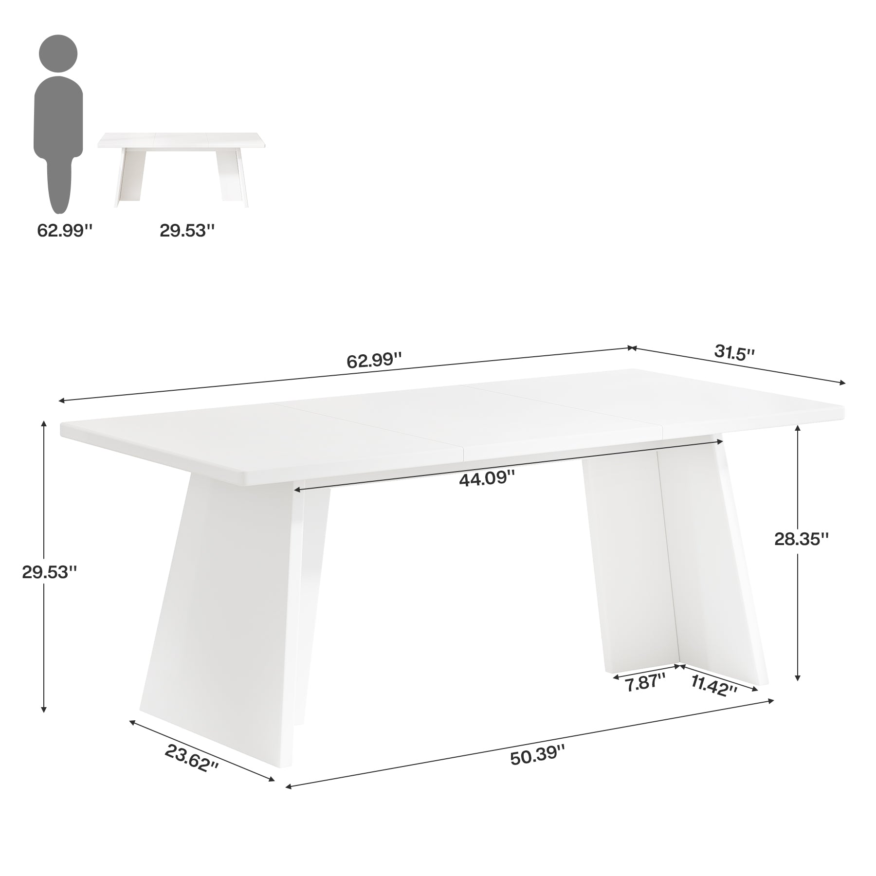 63" Executive Desk, Office Computer Meeting Table with Robust Pedestal