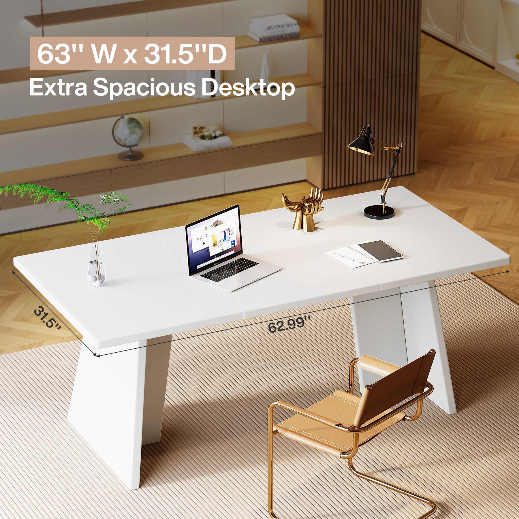 63" Executive Desk, Office Computer Meeting Table with Robust Pedestal