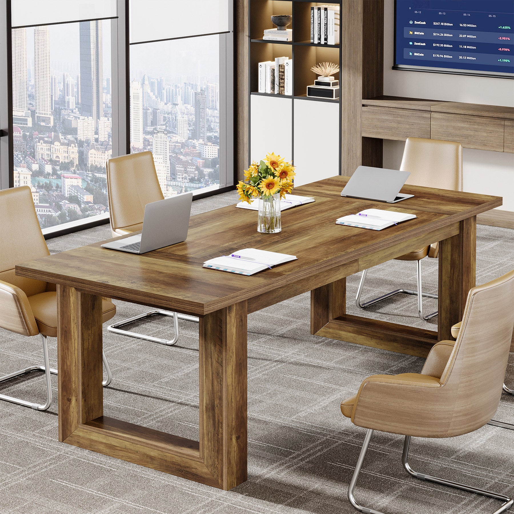 63" Executive Desk, Wooden Computer Desk Workstation Table