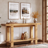 63" Farmhouse Console Table, 2-Tier Solid Wood Entryway Sofa Table 3