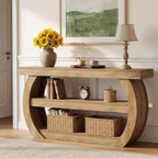 63" Farmhouse Console Table, 3-Tier Wooden Entryway Table Sofa Console