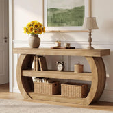 63" Farmhouse Console Table, 3-Tier Wooden Entryway Table Sofa Console 3