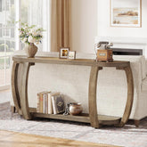 63" Farmhouse Console Table, Wooden Sofa Entryway Table with Curved Legs 3