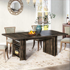 63" Farmhouse Dining Table Wooden Kitchen Table with Shelves for 6 to 8 Tribesigns
