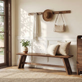 63" Farmhouse Entryway Bench, Solid Wood Shoe Storage Bench with Unique Pattern 3