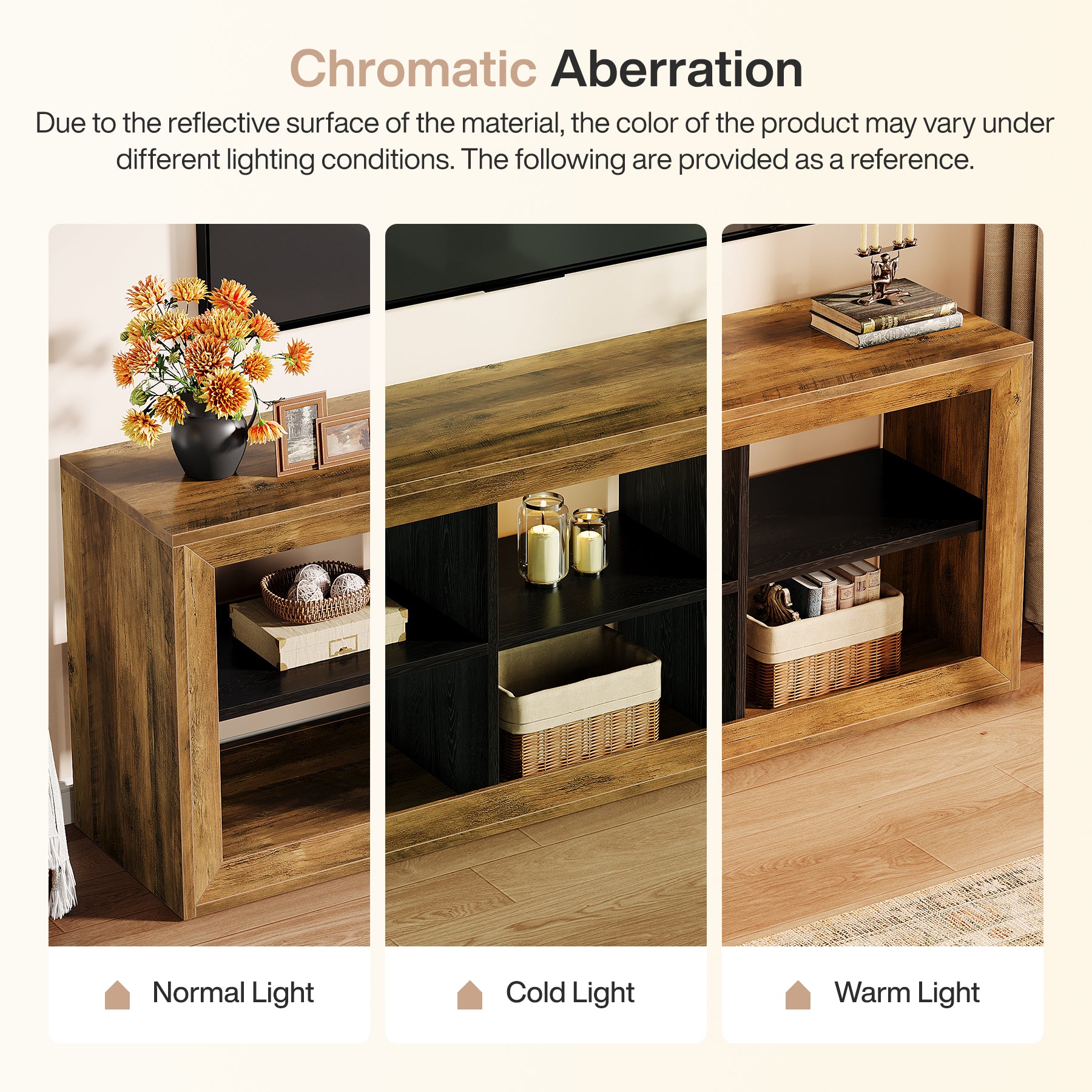 63" Farmhouse TV Stand, Entertainment Center with 6 Storage Cubes for Up to 70" TVs