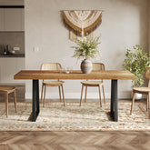 63" Industrial Dining Table, Solid Wood Rectangular Kitchen Table for 4-6 People 3
