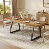 63" Industrial Dining Table, Solid Wood Rectangular Kitchen Table for 4-6 People 3
