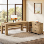 63" Executive Desk with 3 Drawer Lateral File Cabinet