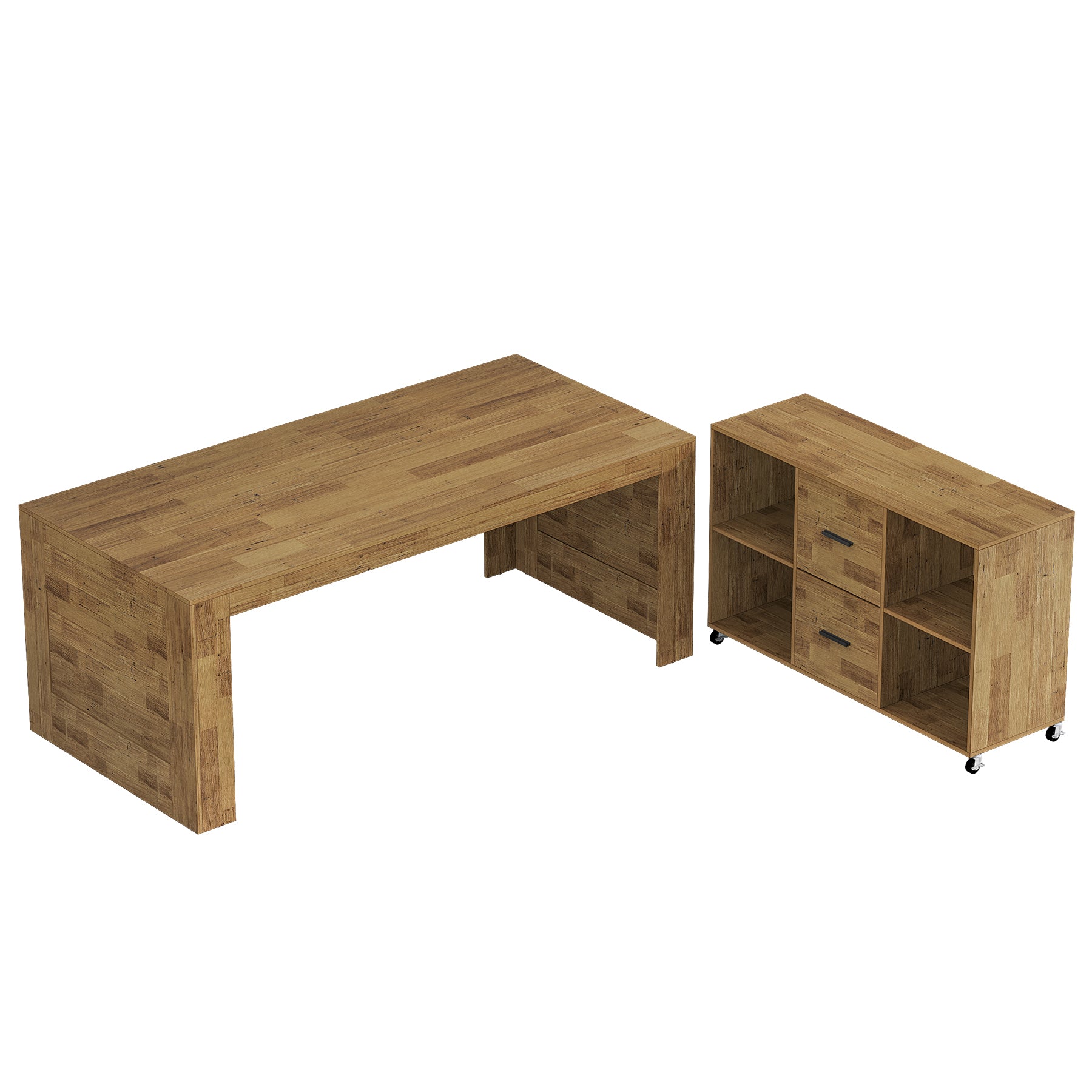63" L Shaped Desk, Executive Office Desk with with Storage