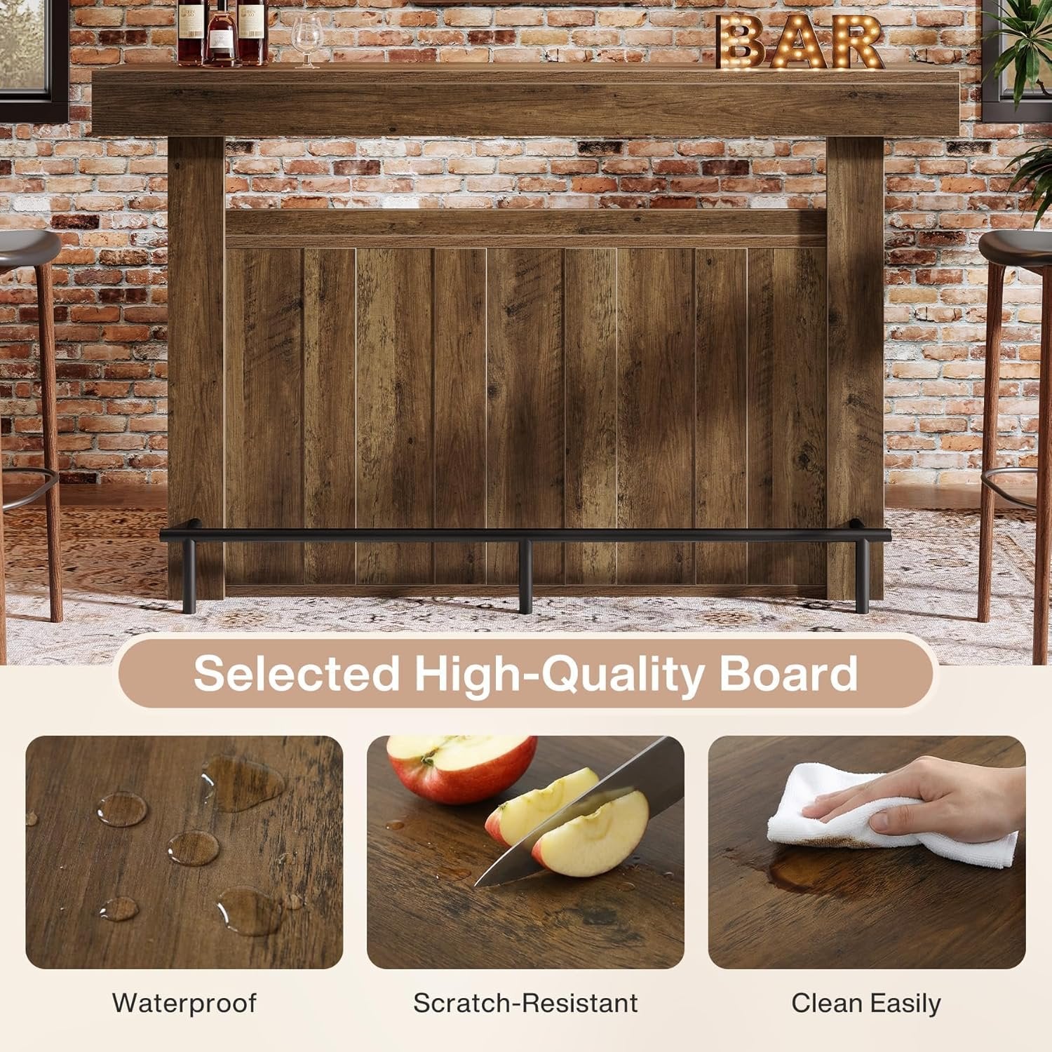 63" Modern Bar Table, 4-Tier Counter Height Pub Table with Storage Shelves