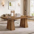 63" Modern Executive Desk, Large Office Computer Desk with Sturdy Double Pedestal