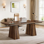 63" Modern Executive Desk, Large Office Computer Desk with Sturdy Double Pedestal