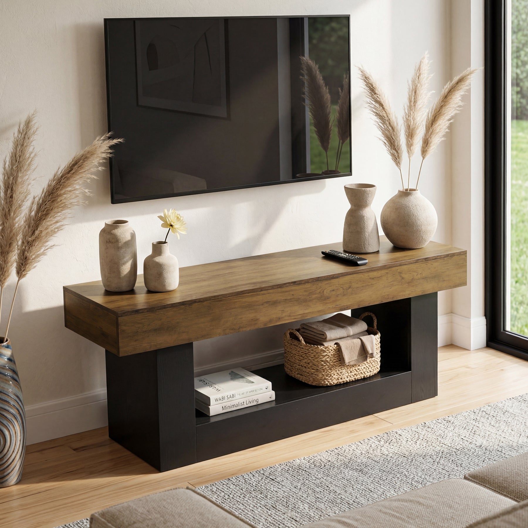 63" Modern TV Stand for TVs Up to 70 " Entertainment Center with U-Shaped Pedestal