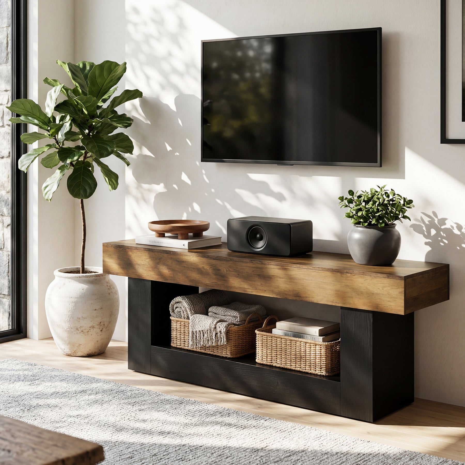 63" Modern TV Stand for TVs Up to 70 " Entertainment Center with U-Shaped Pedestal Tribesigns