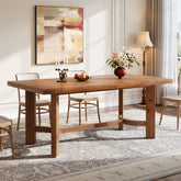 63" Rectangle Dining Table, Solid Wood Farmhouse Kitchen Table for 4-6 3