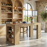 63" Rectangular Bar Table, Counter Height Pub Cocktail Table with 2 Shelves 3