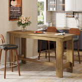 63" Rectangular Bar Table, Counter Height Pub Table Coffee Bar Unit with Footrest 3