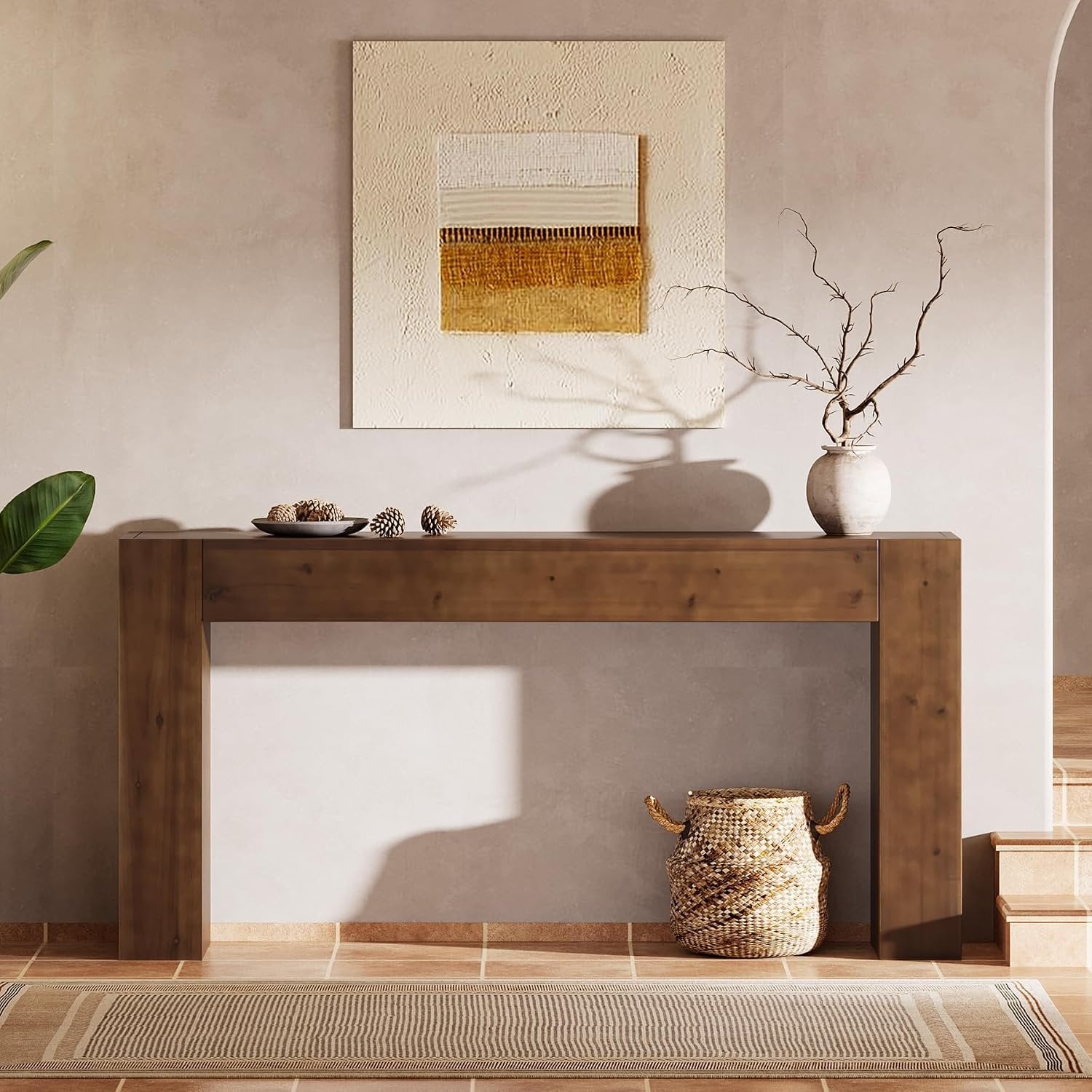 63"Solid Wood Console Table,  Farmhouse Sofa Table Behind Couch for Entryway