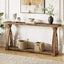 63" Solid Wood Console Table, Narrow Sofa Entryway Table with 2-Tier Storage