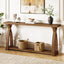 63" Solid Wood Console Table, Narrow Sofa Entryway Table with 2-Tier Storage