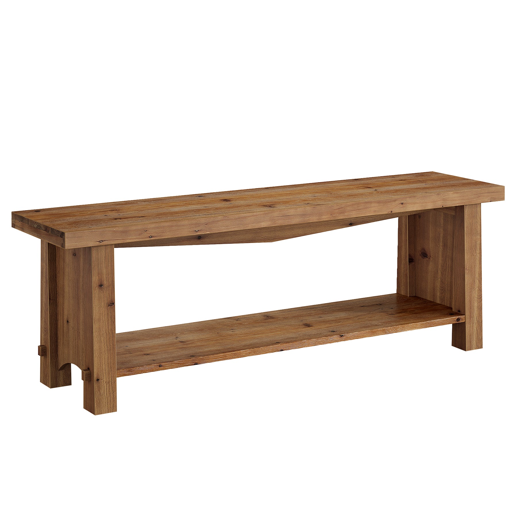 63" Solid Wood TV Stand, Farmhouse Entertainment Center for 55/65/75-Inch TV with Storage Shelves