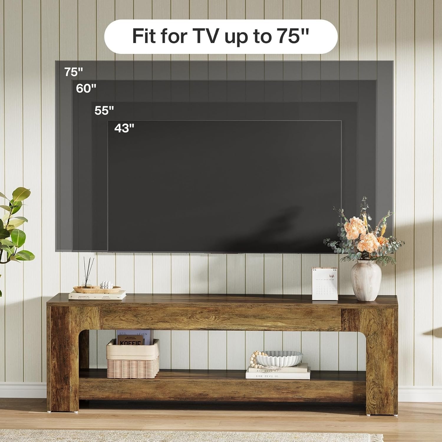 63" TV Stand, Entertainment Center Television Console for up to 75-Inch TVs