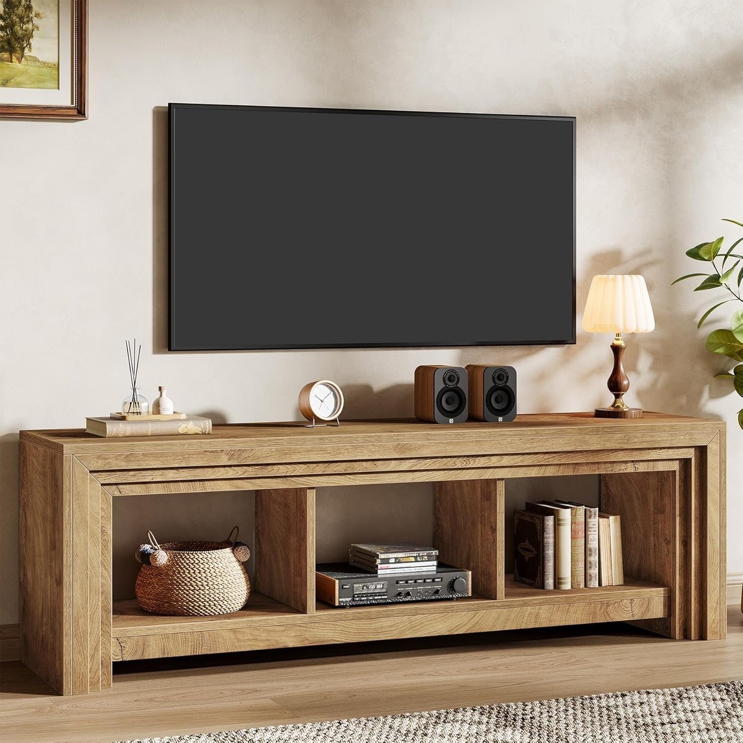 63" TV Stand, Farmhouse Entertainment Center Media Console for TVs Up to 75 Inches