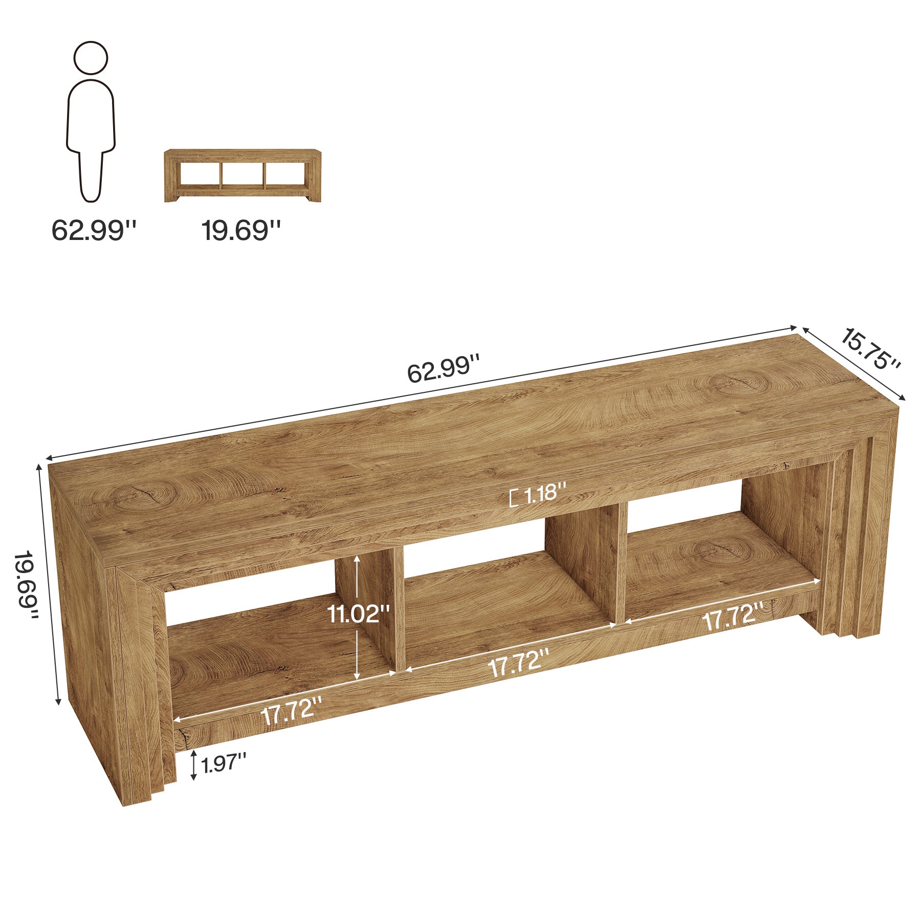 63" TV Stand, Farmhouse Entertainment Center Media Console for TVs Up to 75 Inches