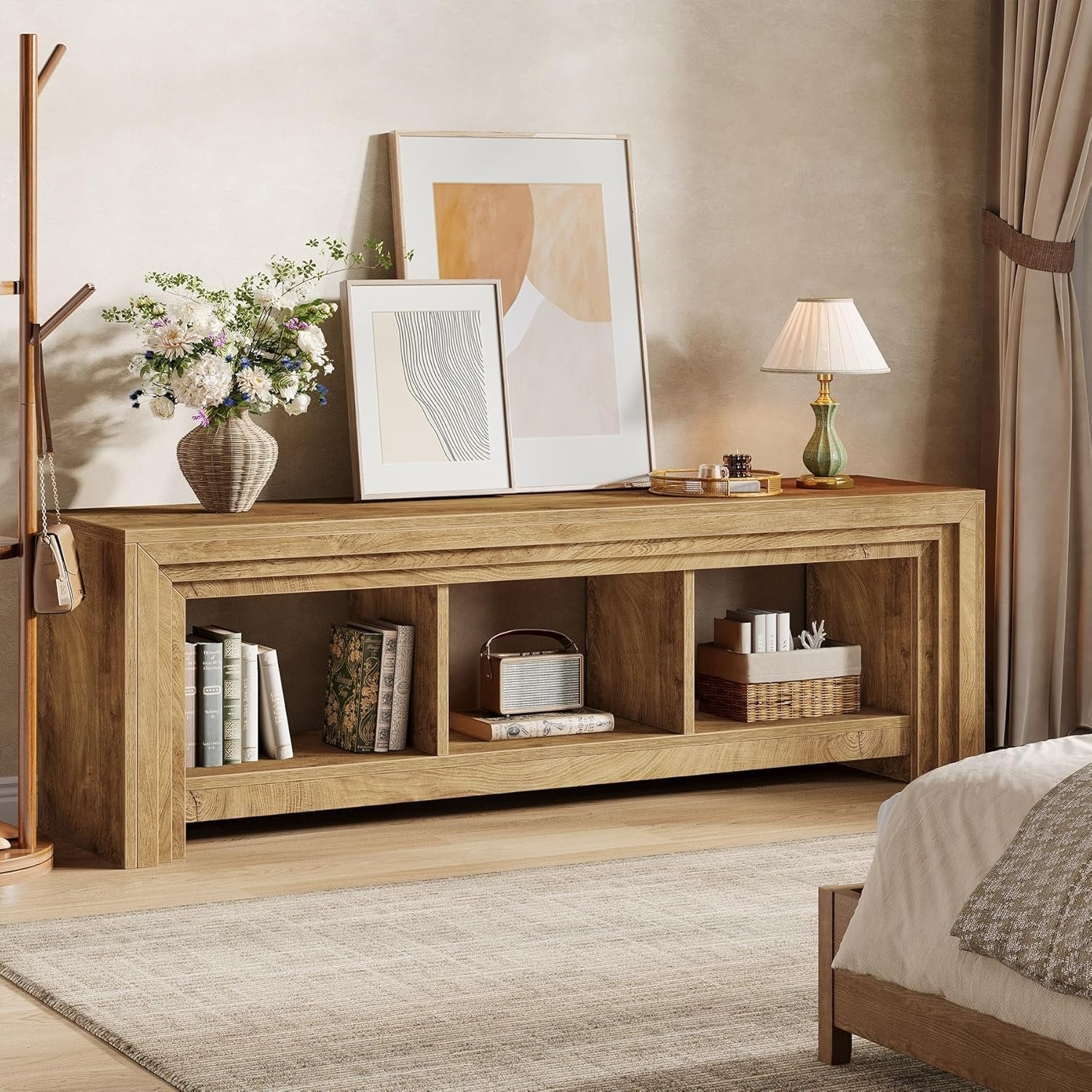 63" TV Stand, Farmhouse Entertainment Center Media Console for TVs Up to 75 Inches