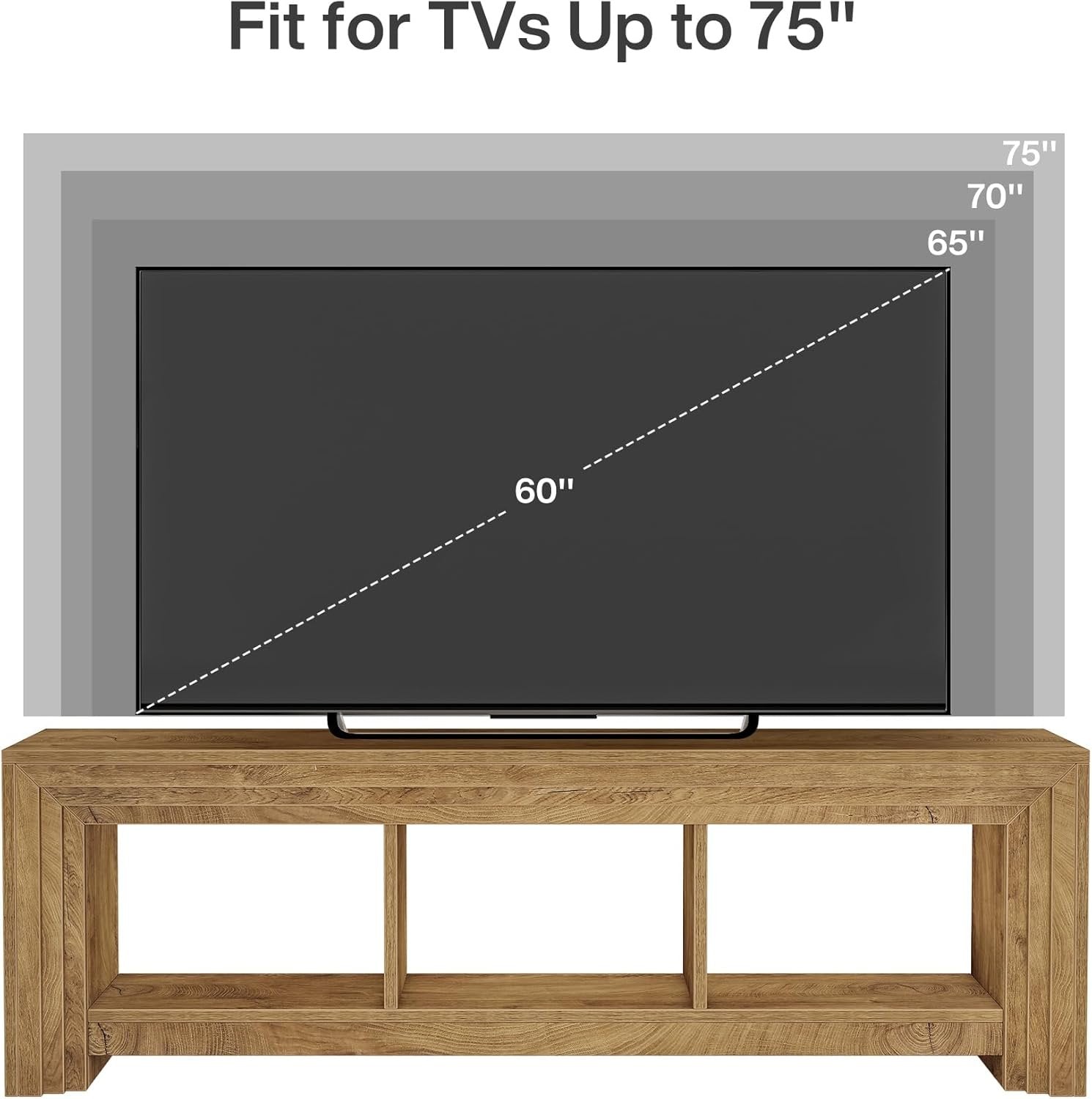 63" TV Stand, Farmhouse Entertainment Center Media Console for TVs Up to 75 Inches