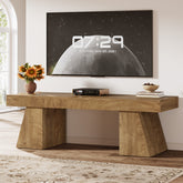 63" TV Stand, Farmhouse Entertainment Center with Geometric Pedestal for 55-75-Inch TVs 3