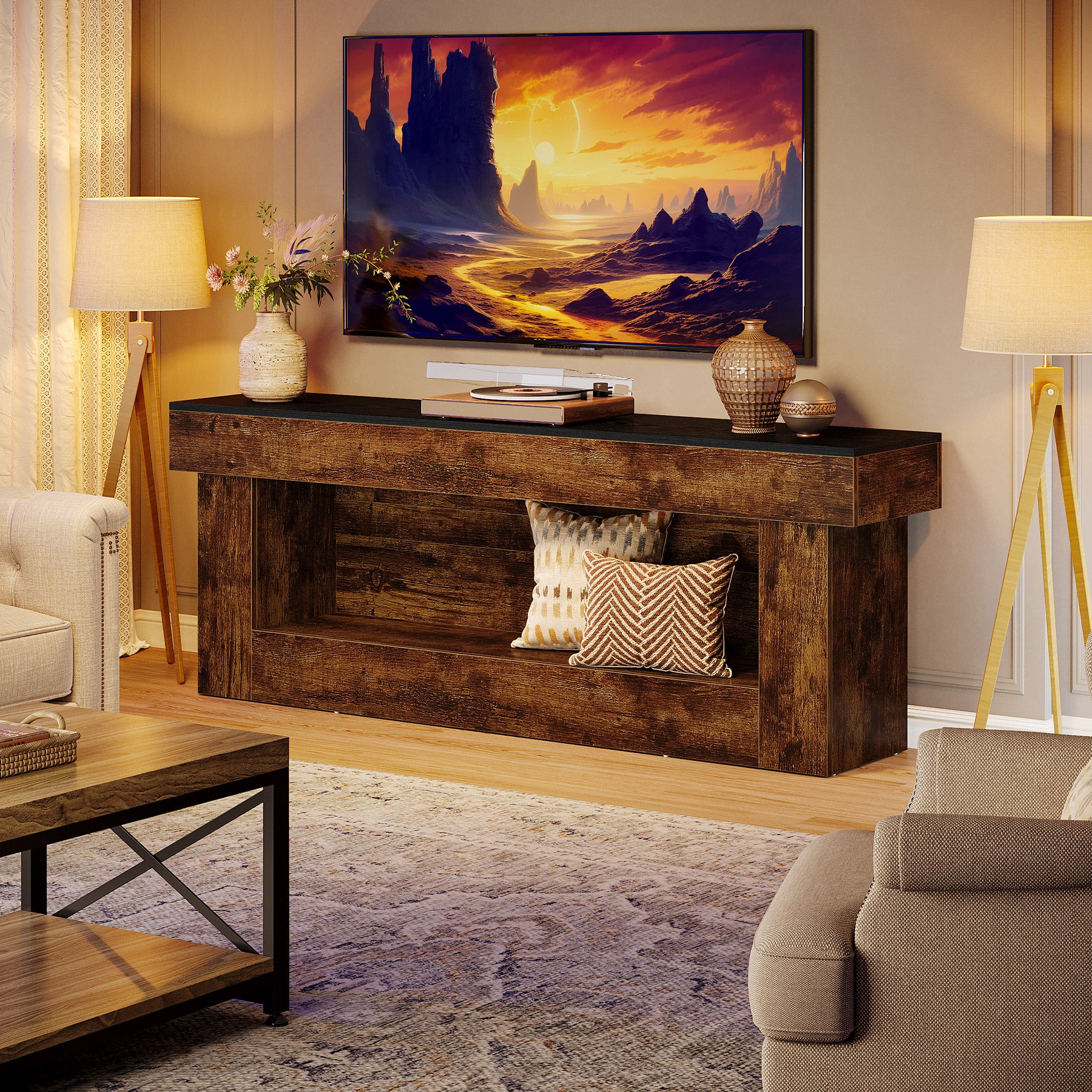 63" TV Stand, Media Console Entertainment Center for 60/65/70 Inches TVs