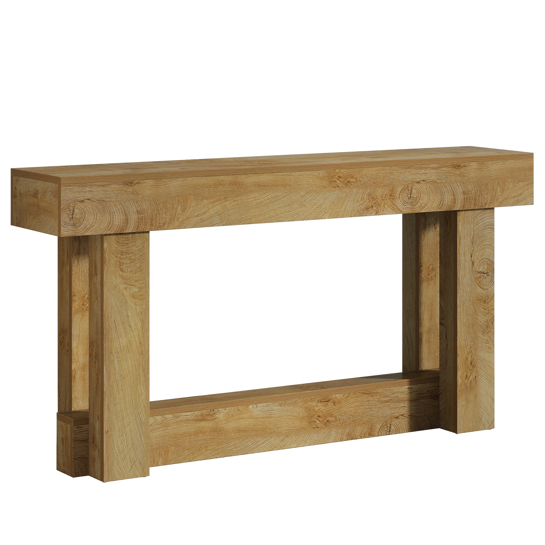 63" Wood Console Table, 2-Tier Farmhouse Entryway Table
