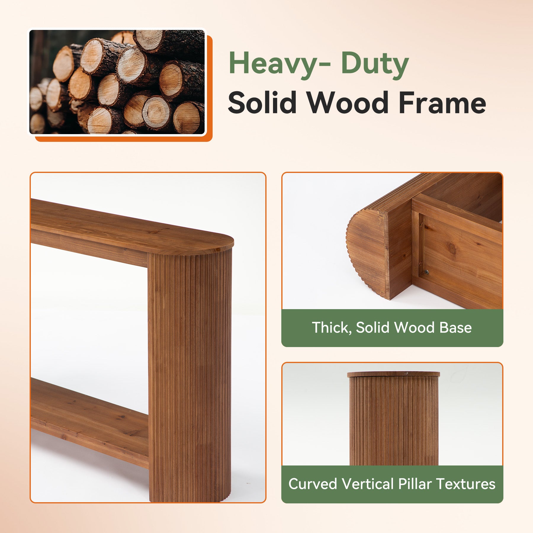 63" Wood Console Table, Farmhouse 2-Tier Sofa Entryway Table for Living Room