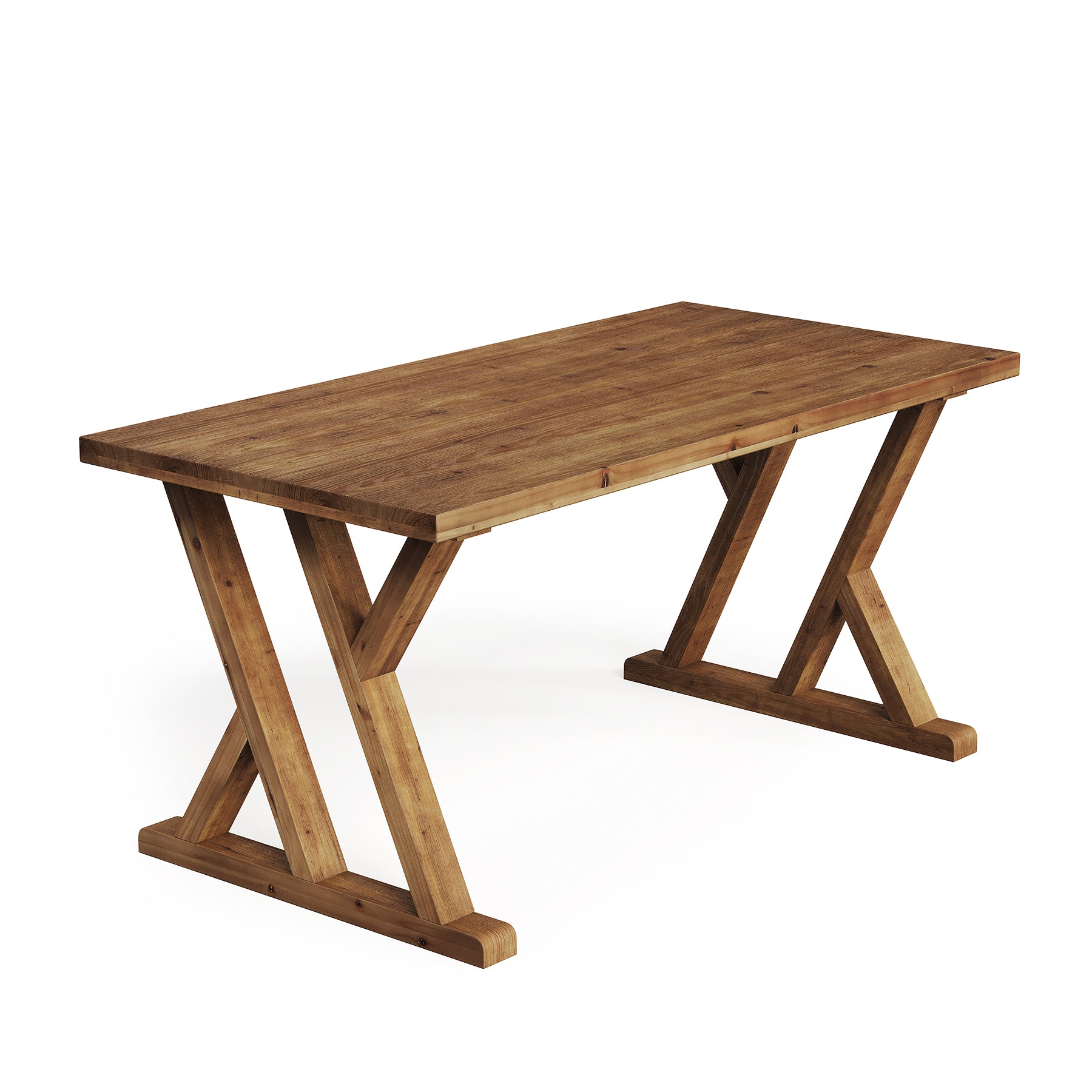 63" Wood Dining Table, Farmhouse Kitchen Dinner Table for 4-6 People