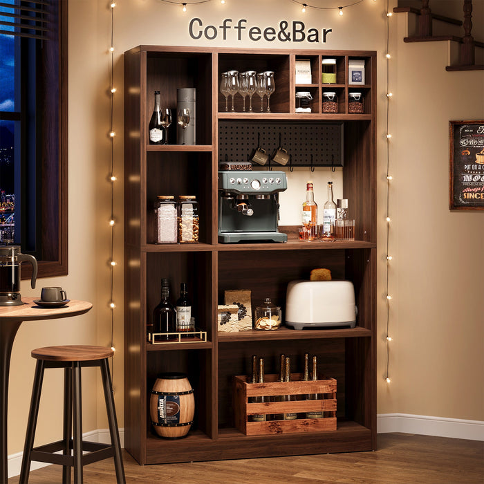 65" Baker's Rack, 5 - Tier Coffee Bar Microwave Stand with Shelves Tribesigns