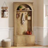 70.8" Hall Tree, 4-in-1 Entryway Coat Rack Shoe Storage with 5 Double Hooks 3