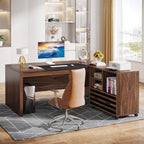 66.2" L - Shaped Executive Desk, Computer Desk with Mobile File Cabinet Tribesigns