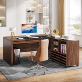 66.2" L - Shaped Executive Desk, Computer Desk with Mobile File Cabinet Tribesigns 3