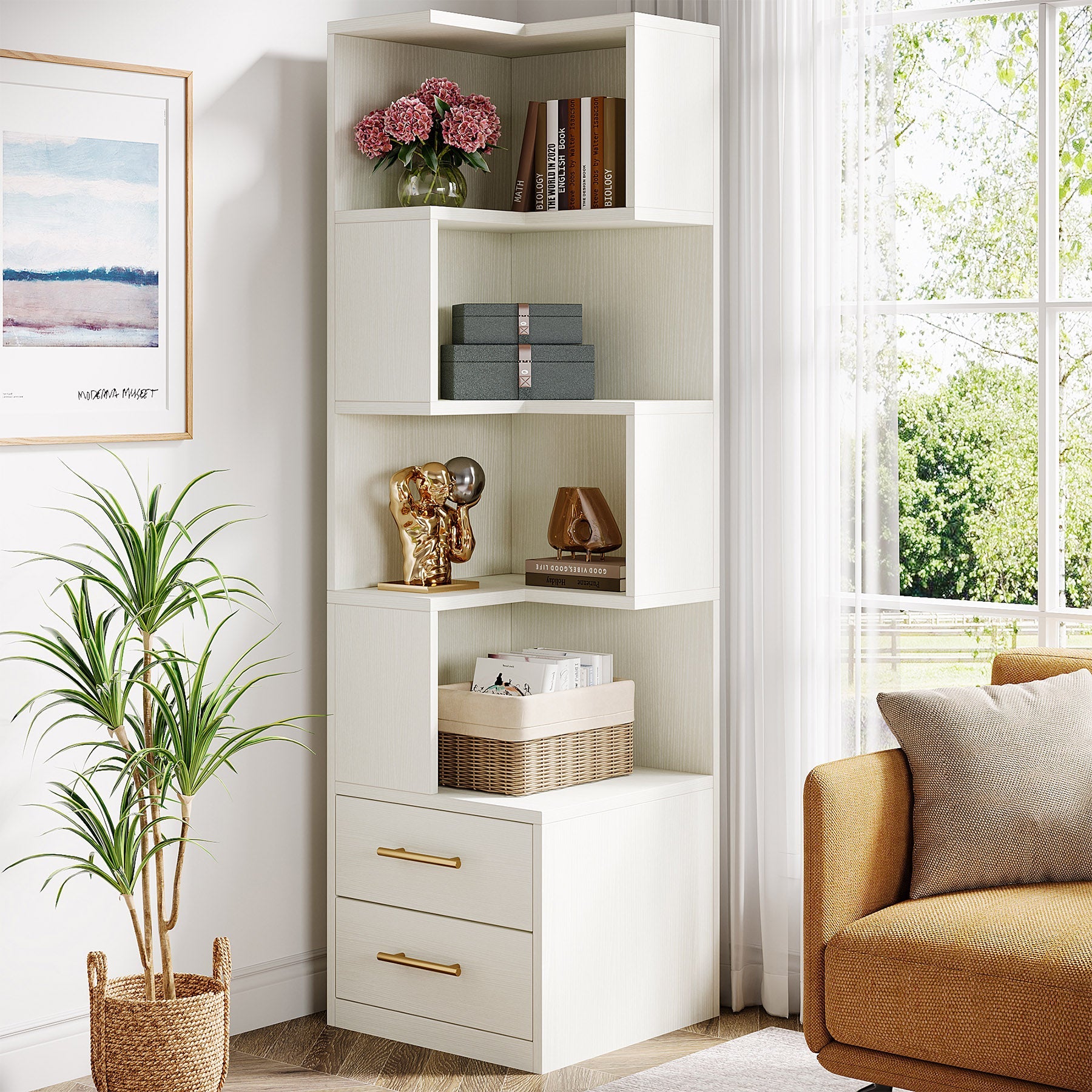 Corner modern bookshelf online