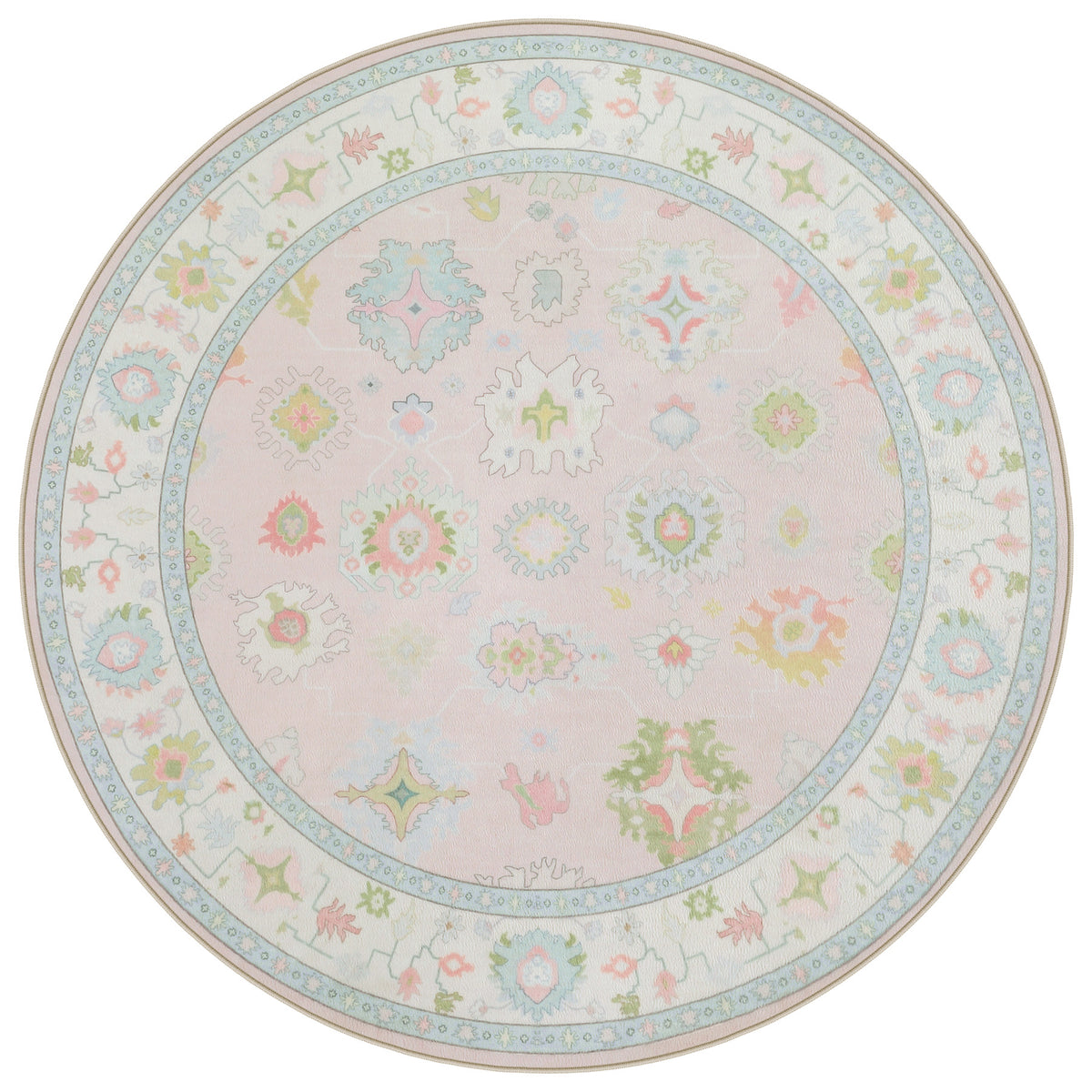 5x7/8x10/9x12 Boho Oushak Area Rug, Floral Washable Non Slip Low Pile Area Rug, Oeko-Tex Certified
