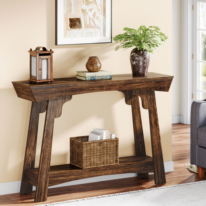 41" Console Table, Farmhouse 2-Tier Sofa Table Entryway Table with Storage Shelf