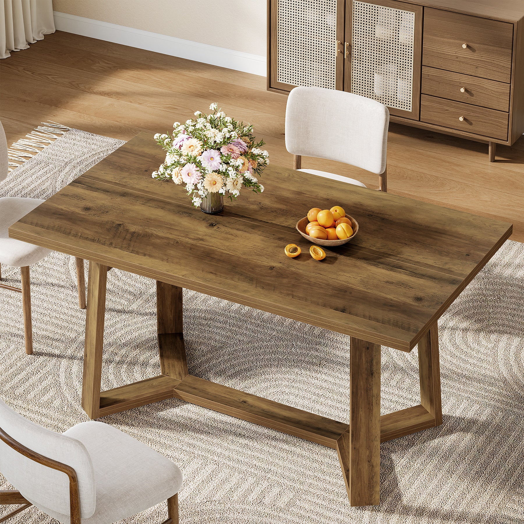 47" Dining Table for 4, Rectangular Kitchen Table with Sturdy Base