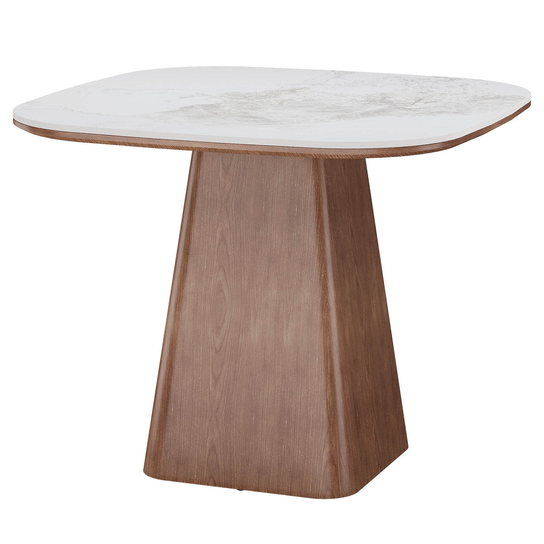 35.4" Square Sintered Stone Dining Table, Small Kitchen Table with Solid Wood Base